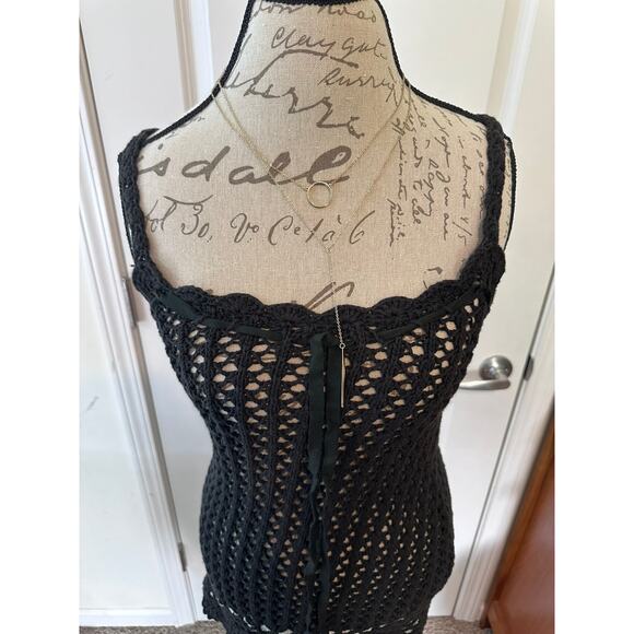 Two Twenty Two Women's sz Small Crochet Dress Tunic Coverup Boho Y2K - Picture 5 of 7